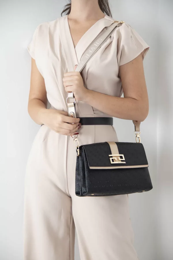 Дамска чанта „Фиона“ в черно и златно