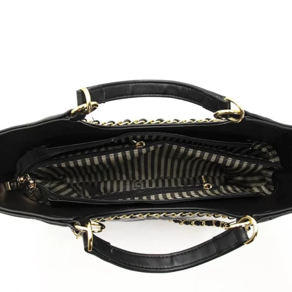 Голяма капитонирана дамска чанта с верижна дръжка в цвят черно Silver&Polo - kadin el cantasi laci laci sp1118 silv ca 797