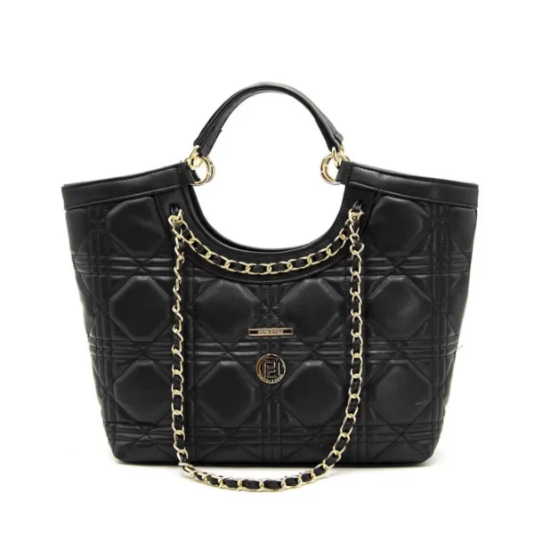 Голяма капитонирана дамска чанта с верижна дръжка в цвят черно Silver&Polo - kadin el cantasi siyah siyah sp1118 si 26c0 jpg
