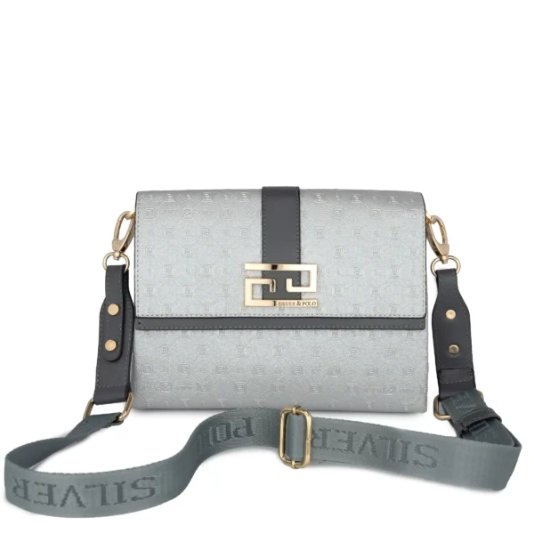 Дамска чанта с три отделения в цвят сиво и антрацит Silver&Polo - dsc00272 3 jpg