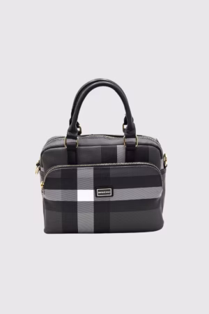 Спортна чанта с външен джоб черно каре Silver&Polo