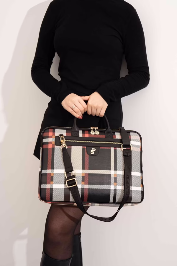 Дамска чанта за лаптоп в цвят черно и бежово Silver&Polo - silver polo siyah siyah sp1175 kadin l 75d 4f