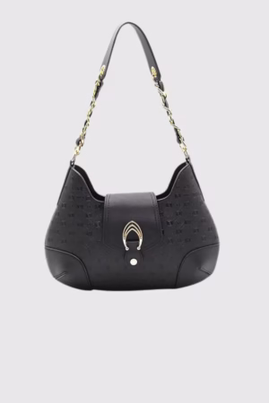 Дамска чанта за през рамо с метален орнамент листо в цвят черно Silver&Polo - 1 17