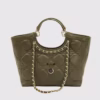 Капитонирана дамска чанта с верижна дръжка в цвят зелено Silver&Polo