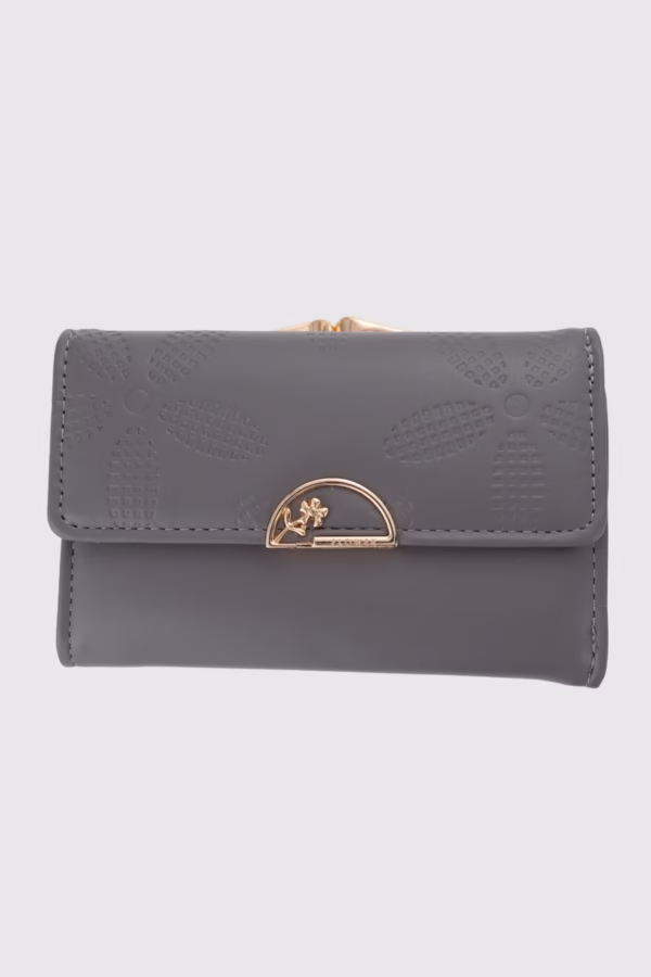 Малко дамско портмоне от еко кожа-сиво - 1 23