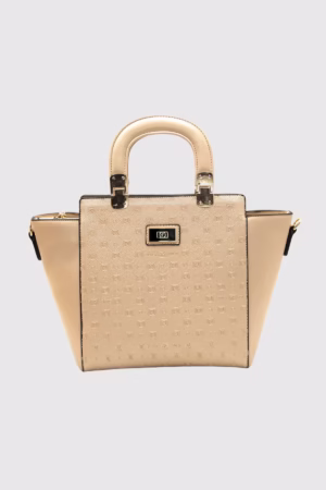 Голяма твърда дамска чанта в цвят бежово Silver&Polo