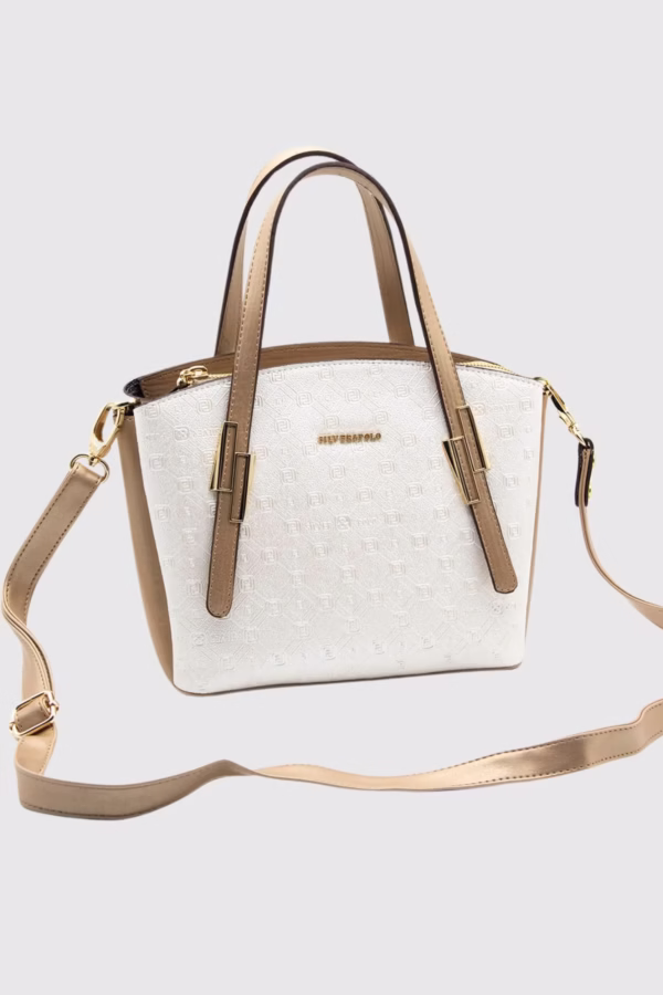 Дамска чанта в цвят перлено бяло и бежово Silver&Polo