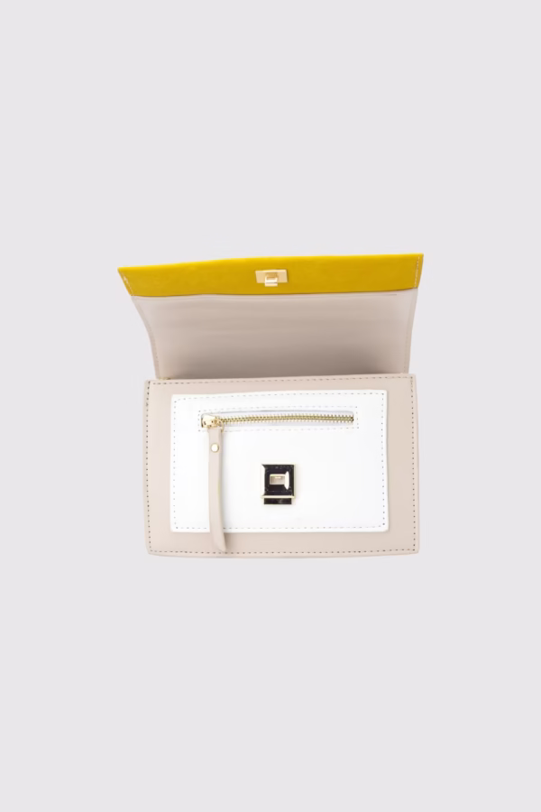 Дамска чанта с велурен капак-жълто - 13 13