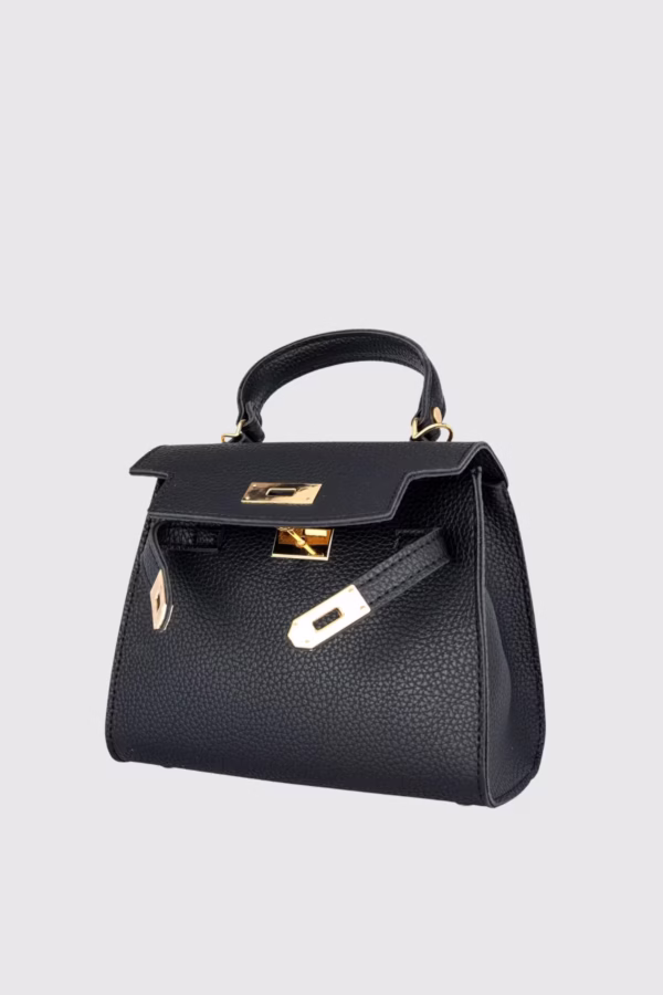 Малка дамска чанта с катинарче в цвят черно