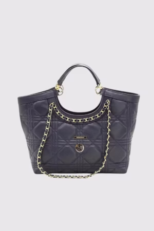 Капитонирана дамска чанта с верижна дръжка в цвят синьо Silver&Polo - 2 18