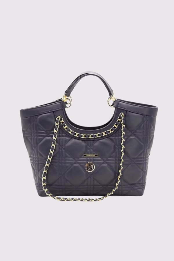 Капитонирана дамска чанта с верижна дръжка в цвят синьо Silver&Polo - 2 18