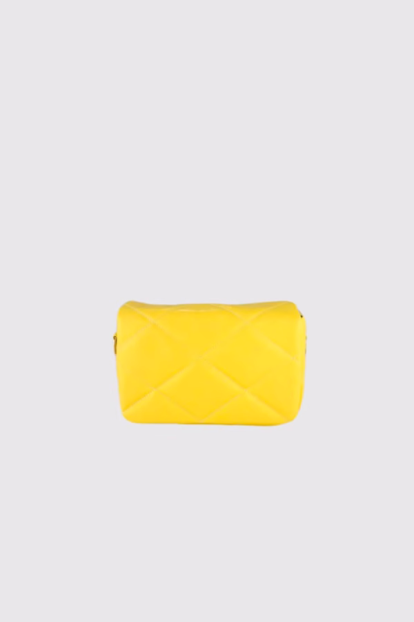 Капитонирана дамска чанта малък размер-жълто - 22 12