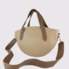 Овална дамска чанта-бежово и кафяво - 4 1