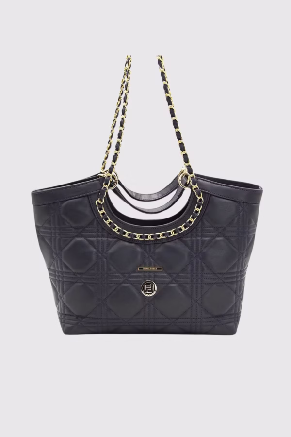 Капитонирана дамска чанта с верижна дръжка в цвят синьо Silver&Polo - 4 18