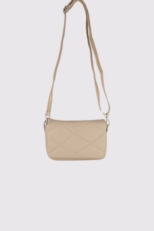 Капитонирана дамска чанта малък размер-бежово