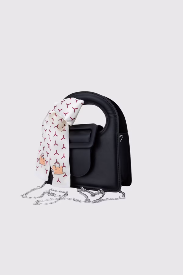 Малка дамска чанта с панделка-черно - 5 22