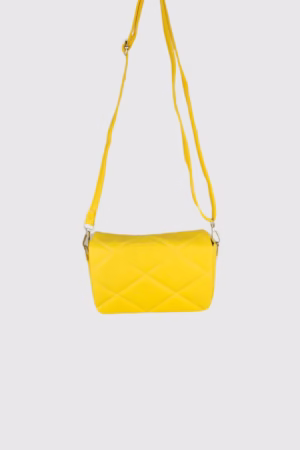 Капитонирана дамска чанта малък размер-жълто