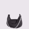 Дамска чанта хобо с метална верижка в цвят черно