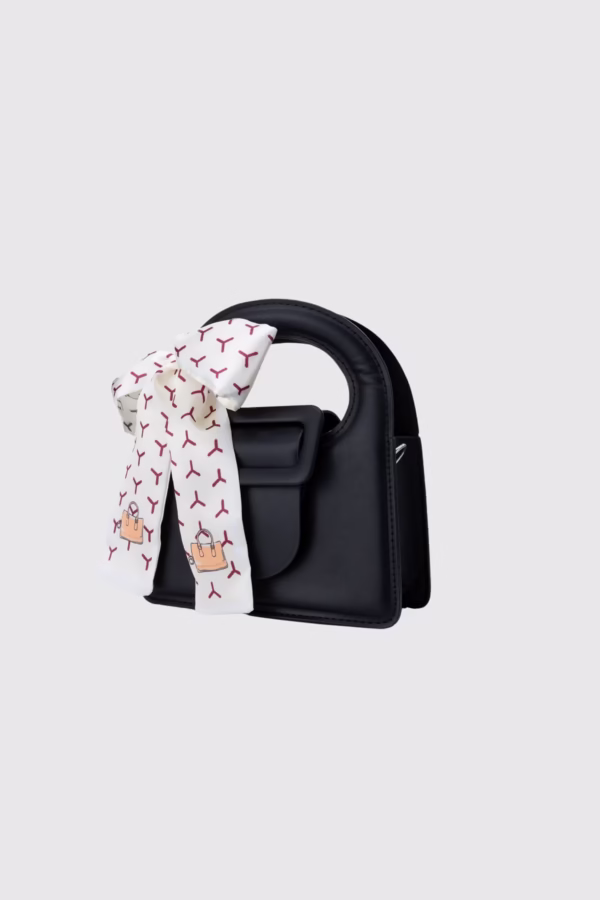 Малка дамска чанта с панделка-черно - 6 18