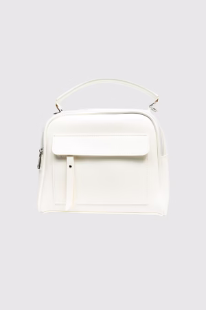 Спортно елегантна дамска чанта с две отделения-бяло