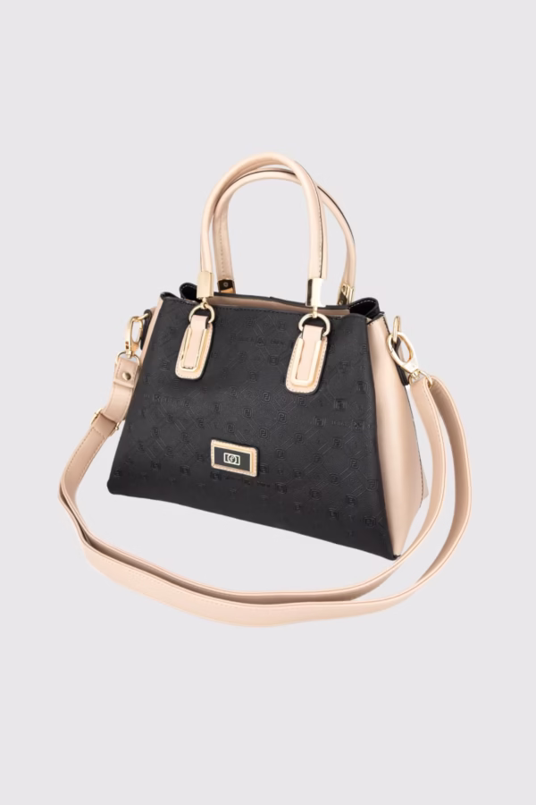 Дамска чанта в цвят черно и бежово Silver&Polo