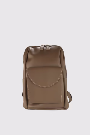 Дамска раница с външен джоб в бежово - Дамски, Дамски раници, Чанти, раници и портмонета