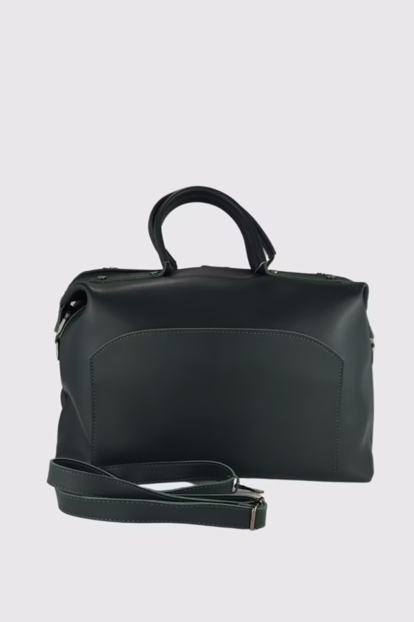 Голяма дамска чанта тип куфар в зелено