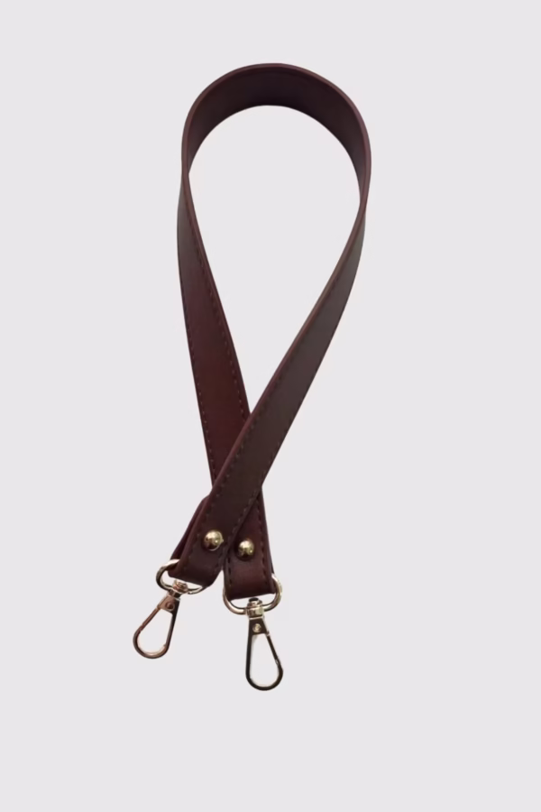 Кожена къса дръжка за чанта със златист метал в кафяво - 2 9