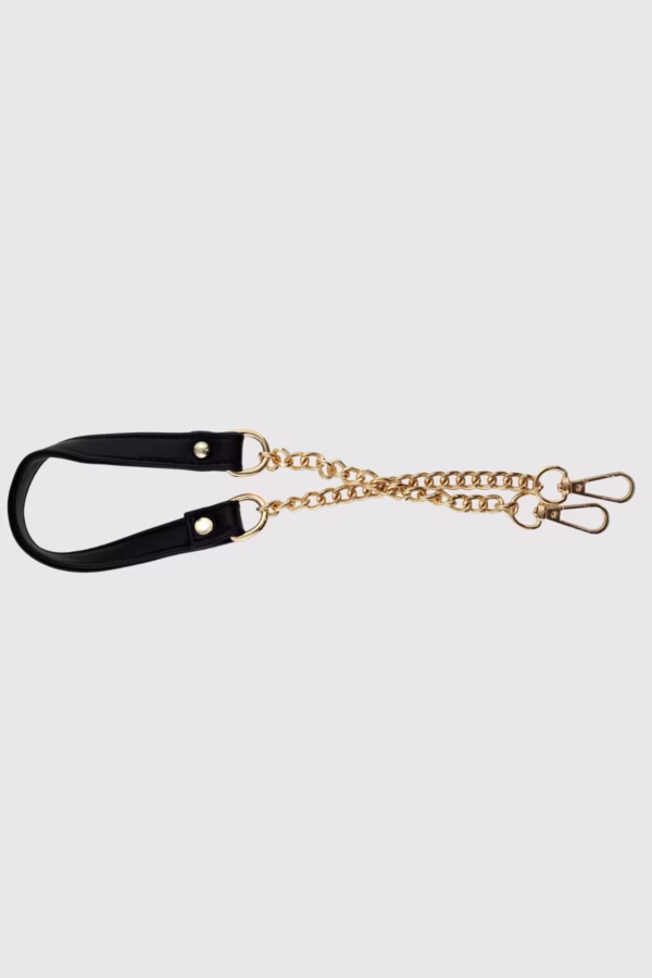 Кожена къса дръжка за чанта с верижка