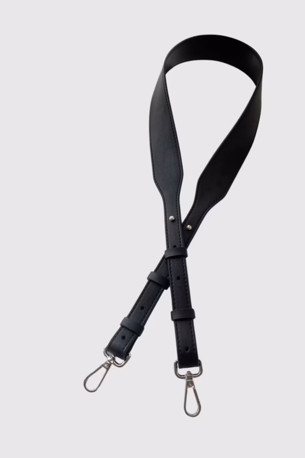 Кожена дълга дръжка за чанта със сребрист метал - 4 9