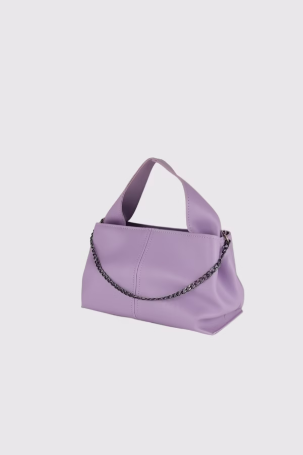 Дамска чанта с метална верижка в светло лилаво